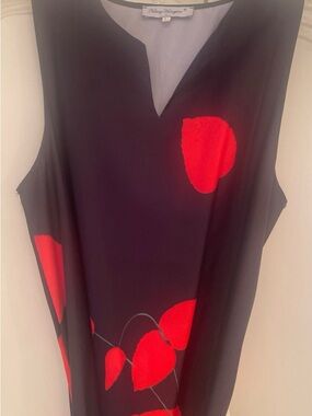 Sleeveless Black Maxi Dress with Red Floral Print